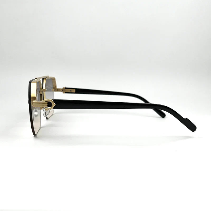 Men Octagon Rimless Sunglasses Gold and Gray