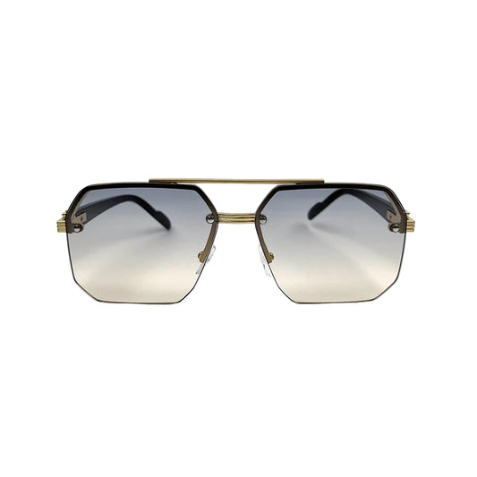 Men Octagon Rimless Sunglasses Gold & Gray