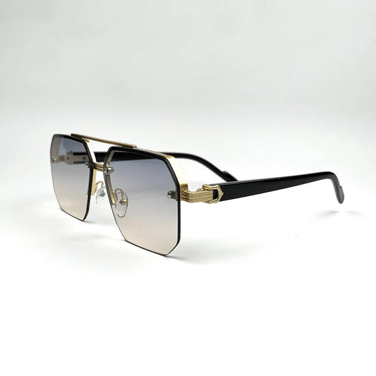Men Octagon Rimless Sunglasses Gold & Gray