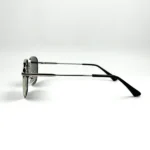Men Round Sunglasses Silver Frame with Black UV400 Lenses - Image 2
