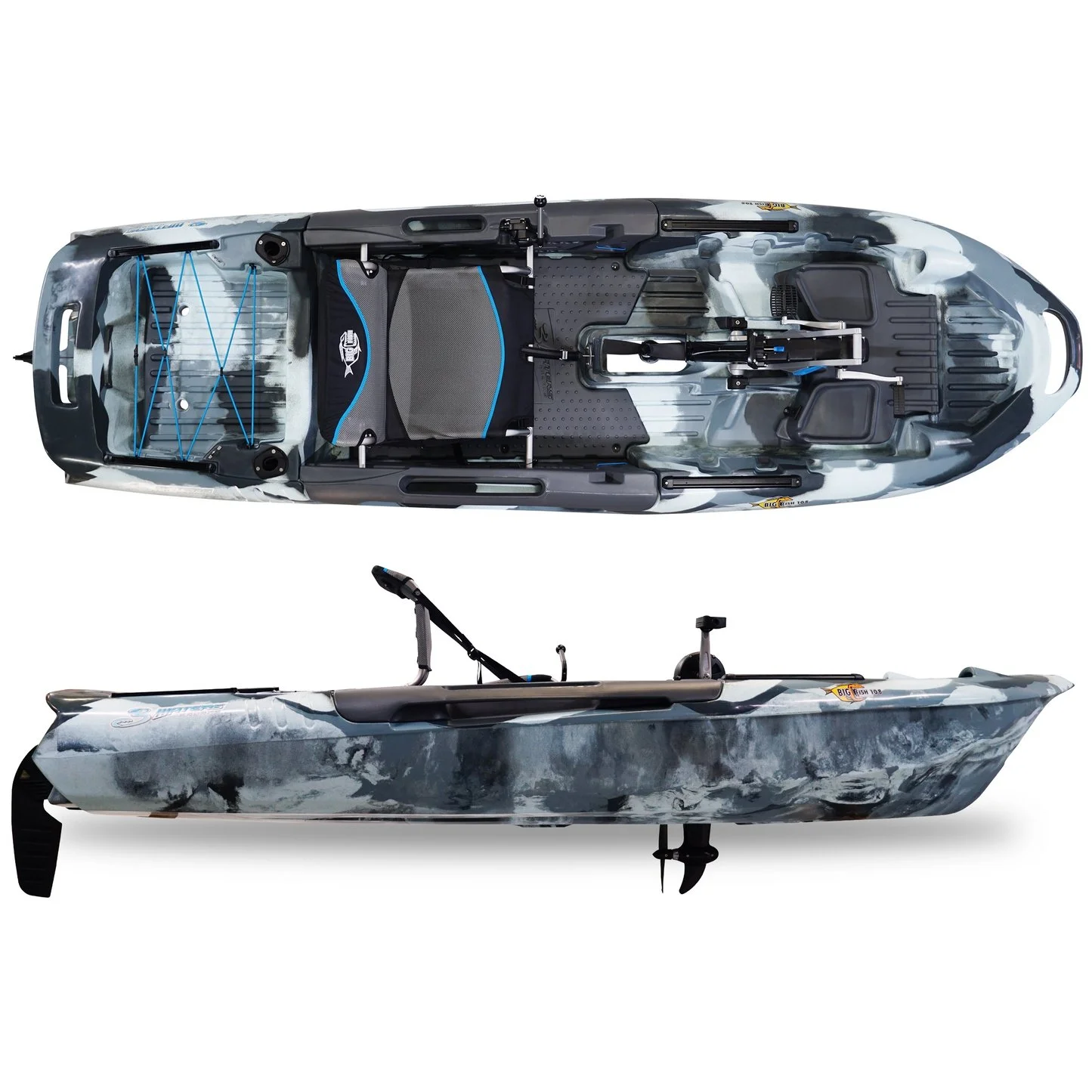 i1-3-1-1-1.webp 3 Waters Big Fish 108′ Length Urban Camo Pro Fish Pedals Drive Cathedral Hull - Image 1