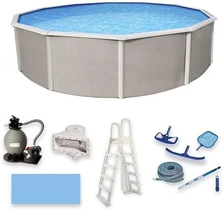 r1-9.webp Blue Wave Belize 15-Feet Round 52-Inch Deep 6-Inch Top Rail Metal Wall Swimming Pool Packages - Image 1